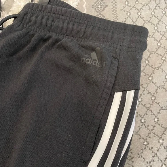 Adidas Women’s Black 3-Stripe Open-Leg Fleece Sweatpants Size M - Picture 5 of 10